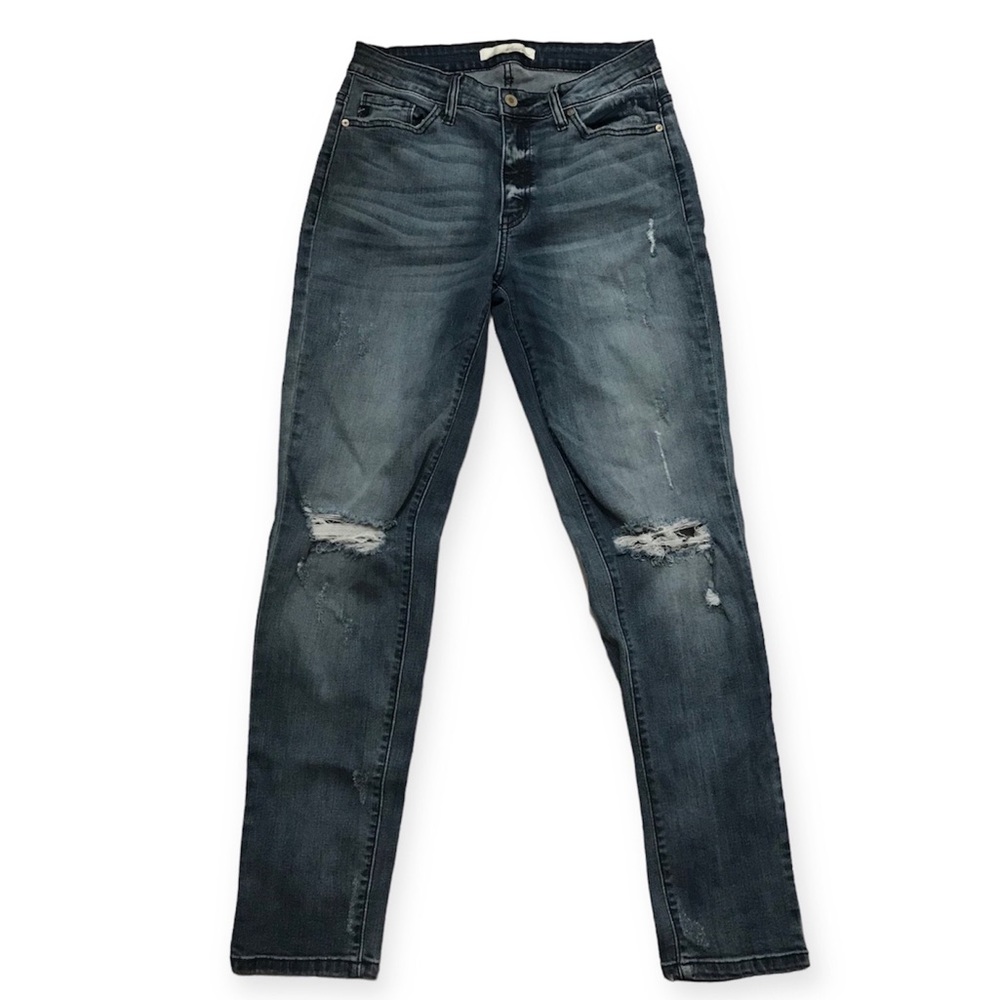 KanCan Skinny Jeans, Distressed Stretch Denim Mid to High Rise Blue W7 Size 27